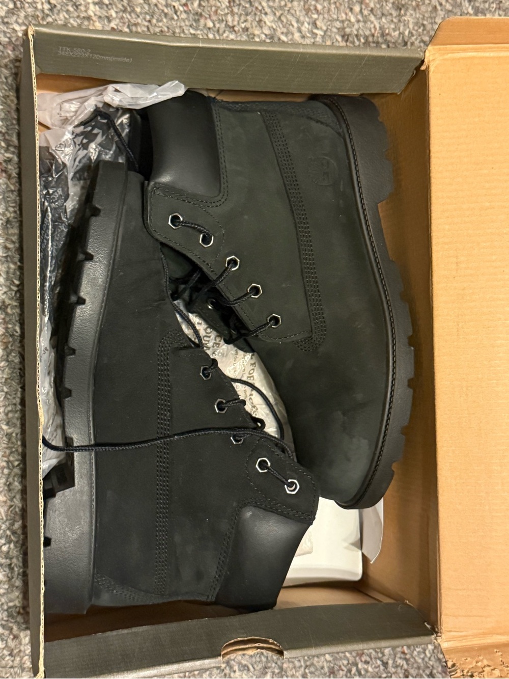 Timberland Black Nubuck Lace-Up Work Boots